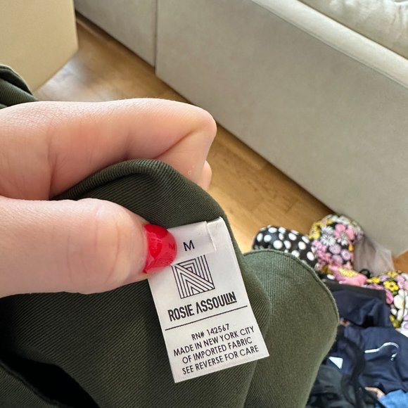 Rosie Assoulin Tunic Top Flared Sleeves V-neck Snap Buttons Detailing Sz M Green - Picture 5 of 12